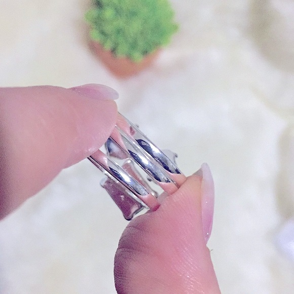 Lovely Sparkling Teal Silver Stacker3️⃣Rings Set - Picture 6 of 11